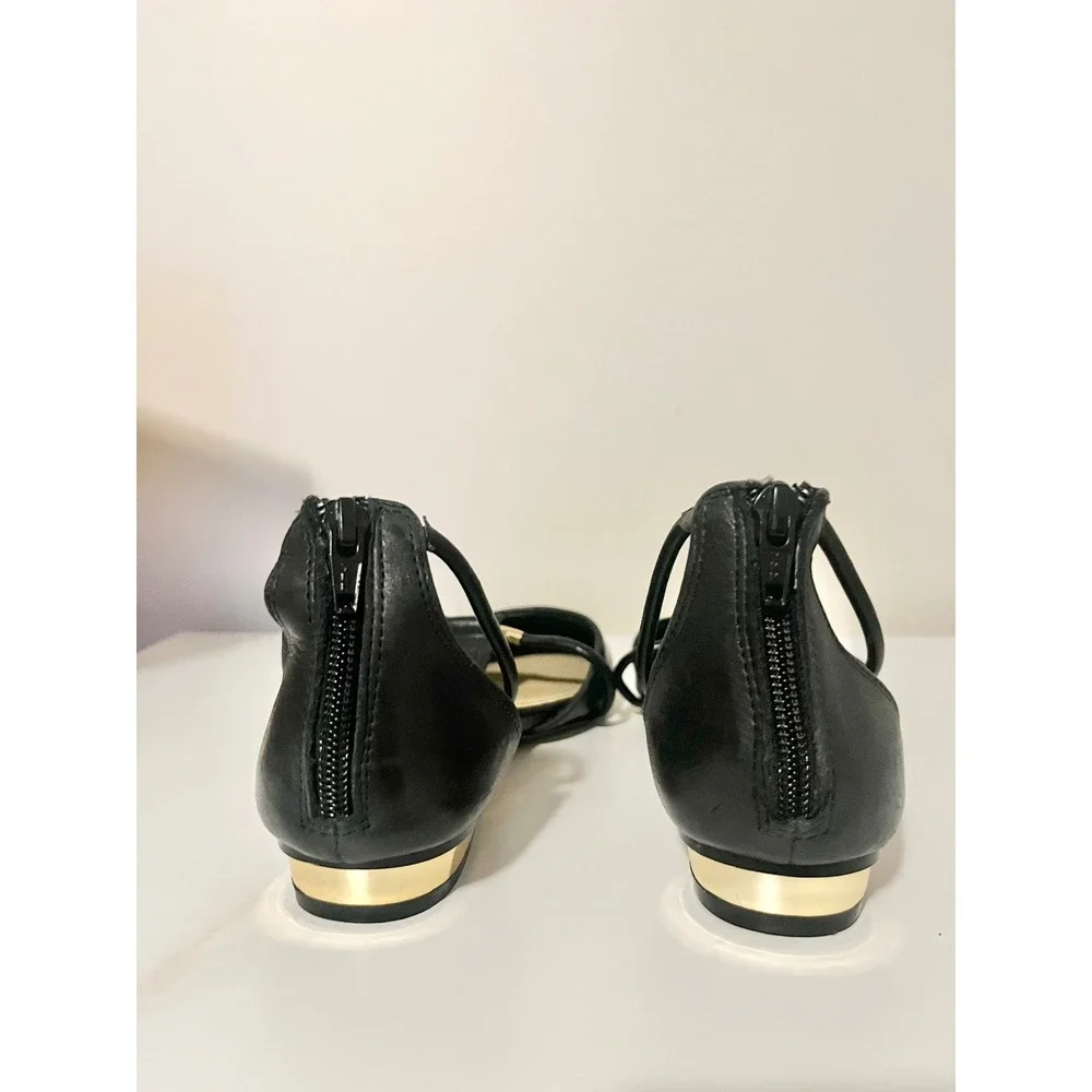 ALDO Fenilone Ballet Flats Pointed Toe T-Strap Gold Tone Hardware‎ | 8.5